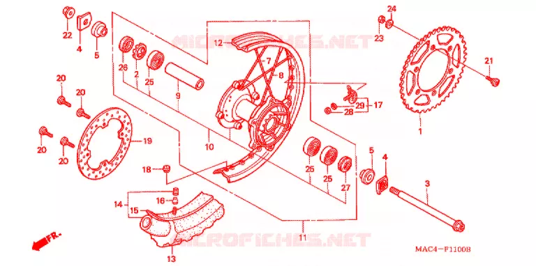 ACHTER WIEL Honda MOTO 500 CR 1998  CR500RW
