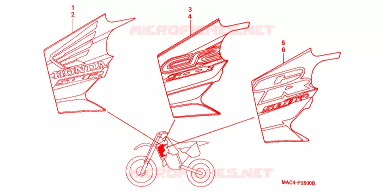 EMBLEEM/STREEP (1) Honda MOTO 500 CR 1998  CR500RW