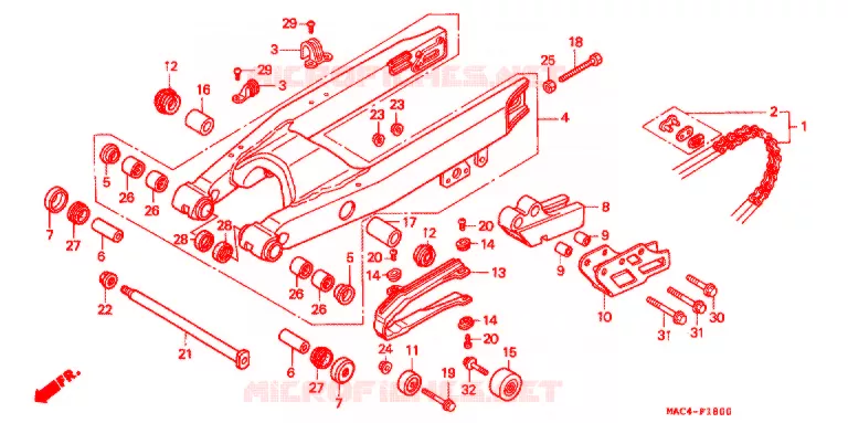 ZWAAI-ARM/KETTINGKAST Honda MOTO 500 CR 1998  CR500RW