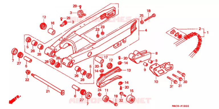 ZWAAI-ARM/KETTINGKAST Honda MOTO 500 CR 2000  CR500RY