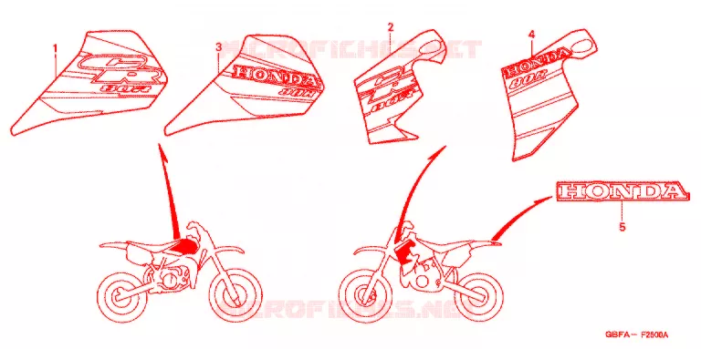 EMBLEEM/STREEP (CR80R'00/'01) Honda MOTO 80 CR 2001  CR80RB1