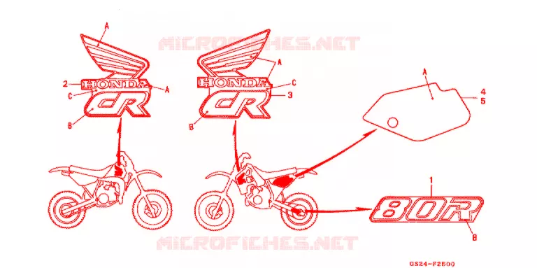 EMBLEEM/STREEP ('90) Honda MOTO 80 CR 1990  CR80RL