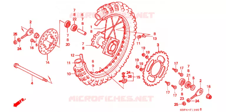 ACHTER WIEL Honda MOTO 80 CR 1996  CR80RT