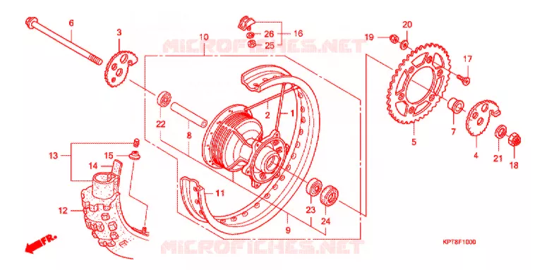 ACHTER WIEL Honda MOTO 150 CRF 2008  CRF150F8