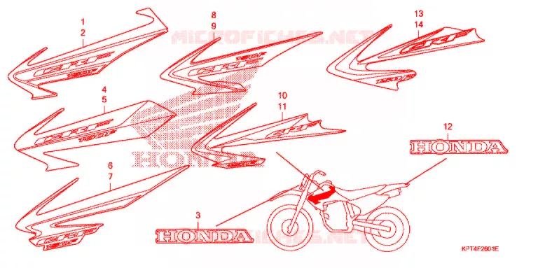 EMBLEEM/STREEP ('05-'11) Honda MOTO 150 CRF 2009  CRF150F9