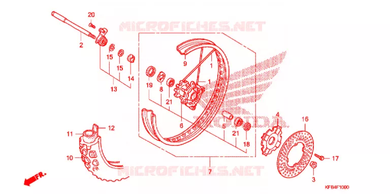 VOORWIEL (CRF230L) Honda MOTO 230 CRF 2009  CRF230L9