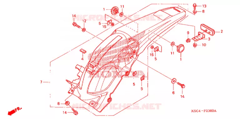 ACHTER STROOMLIJNKAP Honda MOTO 250 CRF 2009  CRF250X9