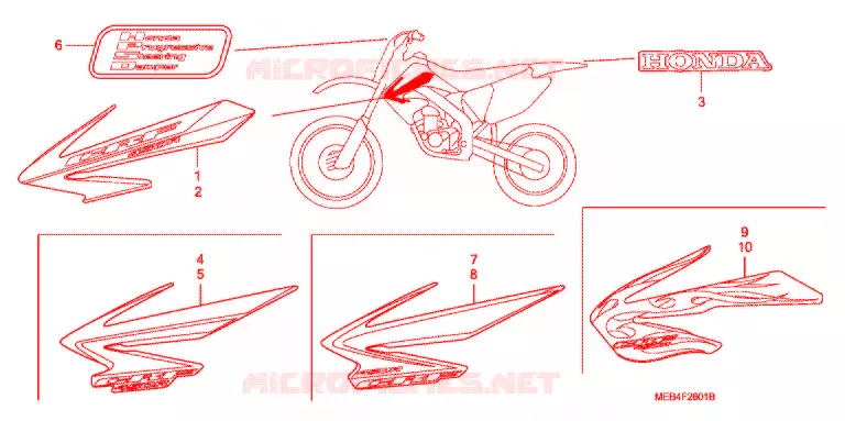 EMBLEEM/STREEP (CRF450R'06-'08) Honda MOTO 450 CRF 2006  CRF450R6