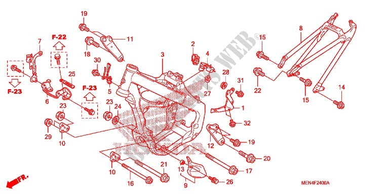 FRAME CHASSIS voor Honda CRF 450 R 2010