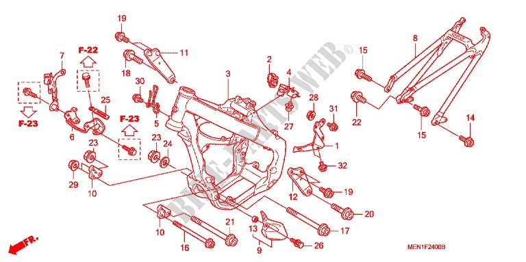 FRAME CHASSIS voor Honda CRF 450 R 2010