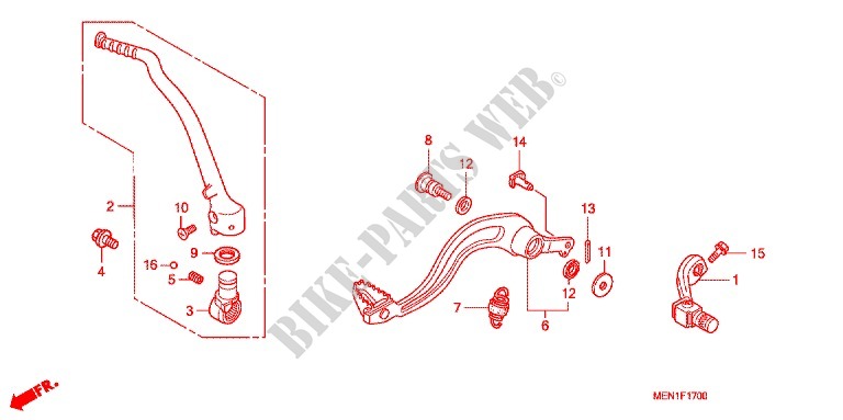 PEDAAL/KICKSTARTER ARM voor Honda CRF 450 R 2010