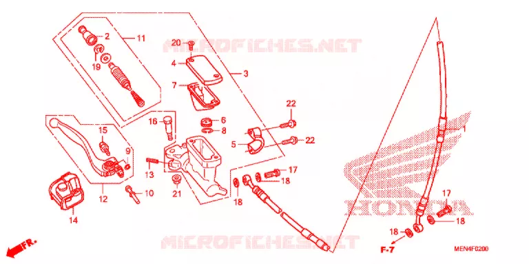VOORREM HOOFDCILINDER Honda MOTO 450 CRF 2011  CRF450RB