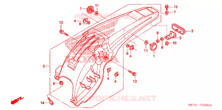 ACHTER STROOMLIJNKAP Honda MOTO 450 CRF 2006  CRF450X6