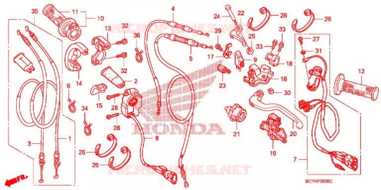 HENDEL HEFBOOM/SCHAKELAAR/KABEL(1) Honda MOTO 450 CRF 2008  CRF450X8