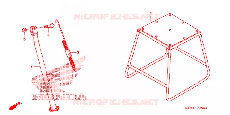 HOOFD STANDAARD/REMPEDAAL Honda MOTO 450 CRF 2011  CRF450XB