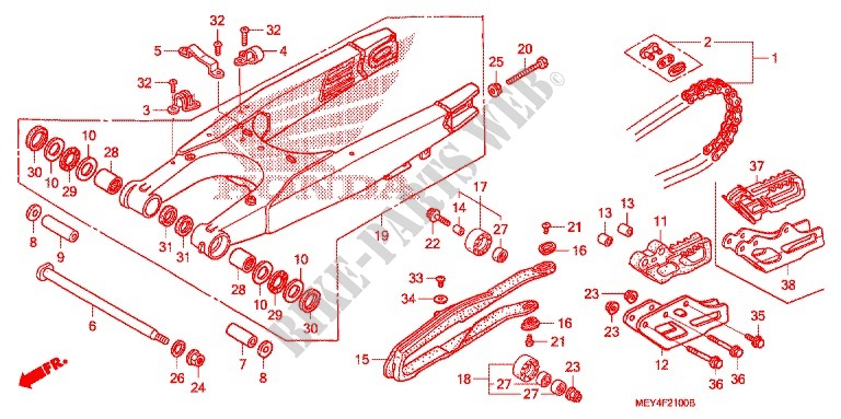 ZWAAI ARM/KETTINGKAST voor Honda CRF 450 X 2012