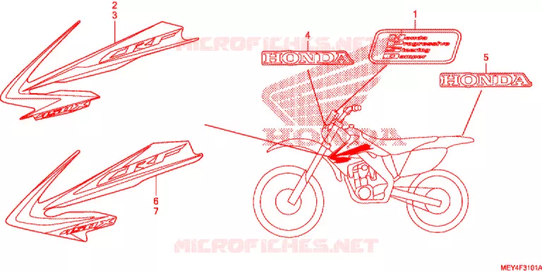 EMBLEEM/STREEP (CRF450X'09,'11,'12,'13) Honda MOTO 450 CRF 2013  CRF450XD