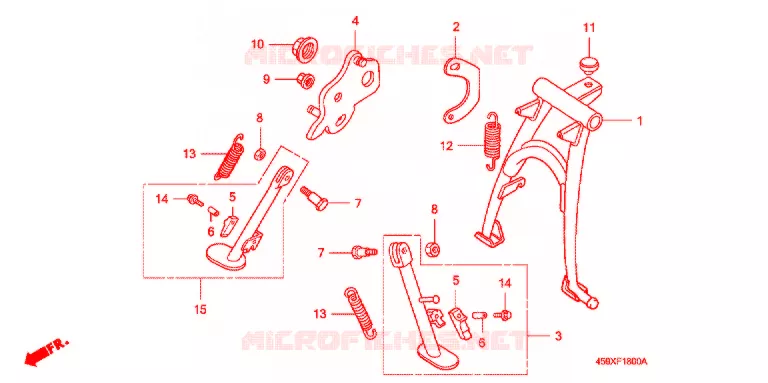 HOOFD STANDAARD/REMPEDAAL Honda MOTO 110 CT 2002  CT110X