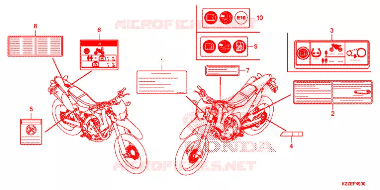 WAARSCHUWINGSLABEL (CRF250L/LA) Honda MOTO 250 CRF 2018  CRF250LAH