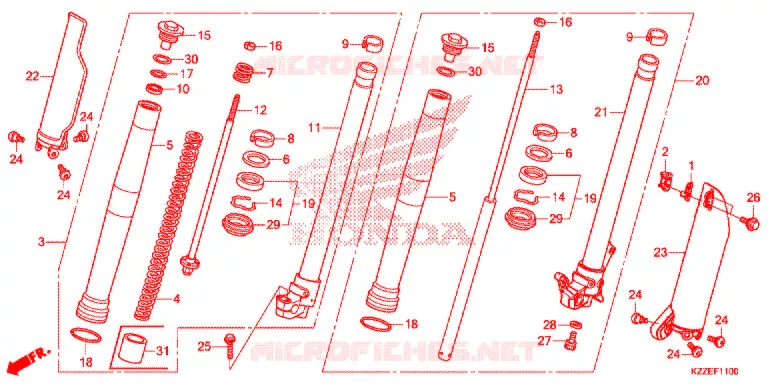 VOOR VORK Honda MOTO 1100 SHADOW 2000  VT1100TY