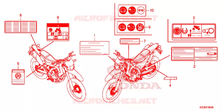 WAARSCHUWINGSLABEL (CRF250L/LA) Honda MOTO 250 CRF 2018  CRF250LH