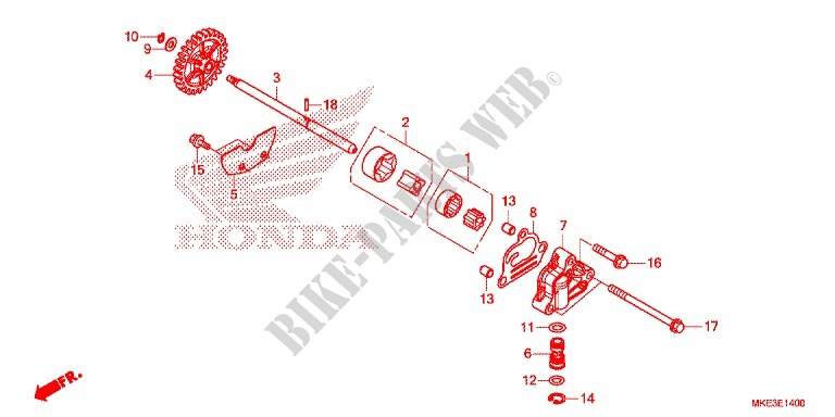 KRUKASCARTER/OLIEPOMP voor Honda CRF 450 RX ENDURO 2017