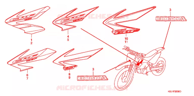 EMBLEEM/STREEP (CRF100F4/5/6/7/8) Honda MOTO 100 CRF 2008  CRF100F8