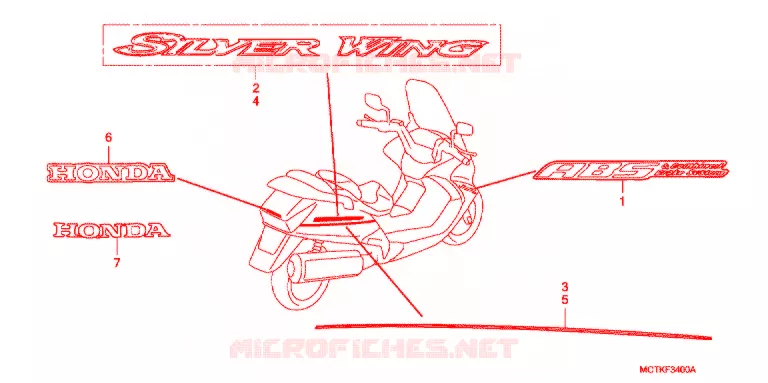 EMBLEEM/STREEP (FJS400A/D/FJS600A/D5-8) Honda SCOOTER 400 SILVERWING 2007  FJS400A7