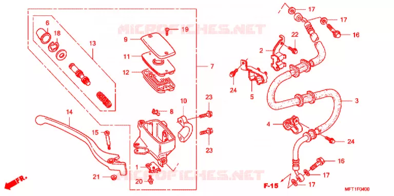 VOOR REM HOOFD CILINDER Honda SCOOTER 400 SILVERWING 2012  FJS400D9_J