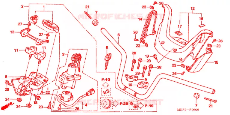 STUUR -  HENDEL AFDEKKING (FJS400L5/7) Honda SCOOTER 400 SILVERWING 2005  FJS400L5