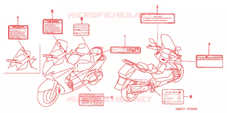 WAARSCHUWINGSLABEL (FJS400L5/7) Honda SCOOTER 400 SILVERWING 2007  FJS400L5