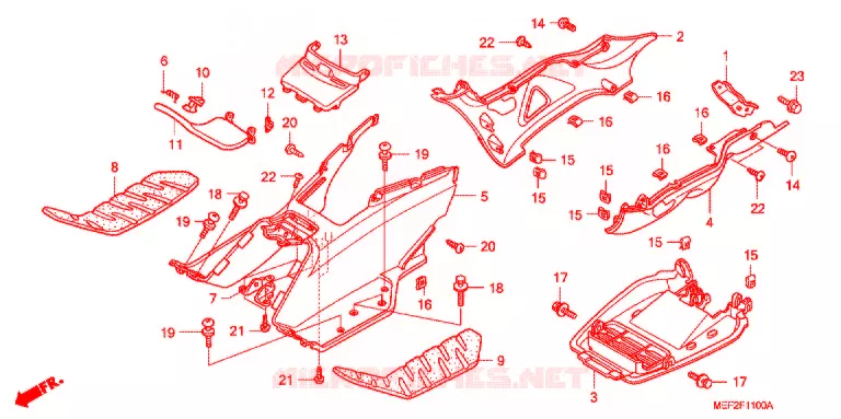 ZIJDE ROK/MIDDEN AFDEKKING (FJS400L5/7) Honda SCOOTER 400 SILVERWING 2007  FJS400L5