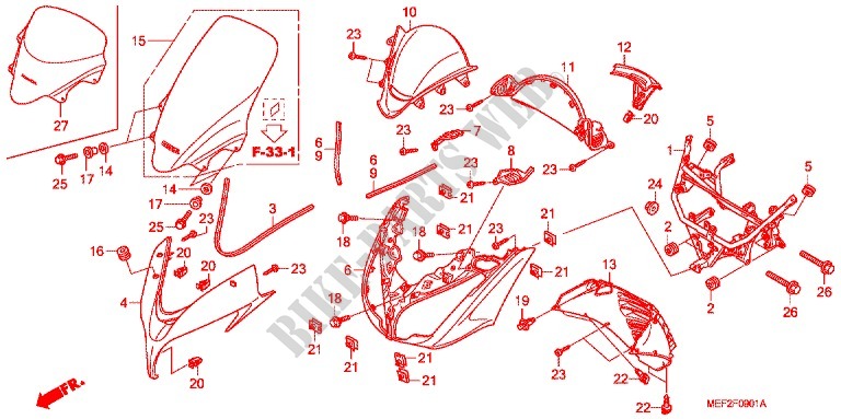 VOORKAP (FJS400L9) voor Honda SILVER WING 400 GT 2015