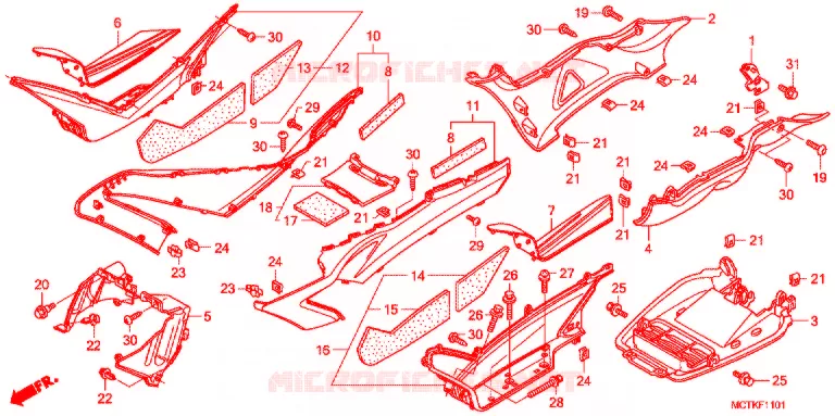 ZIJDE ROK/MIDDEN AFDEKKING (FJS600A/D9) Honda SCOOTER 600 SILVERWING 2010  FJS600D9