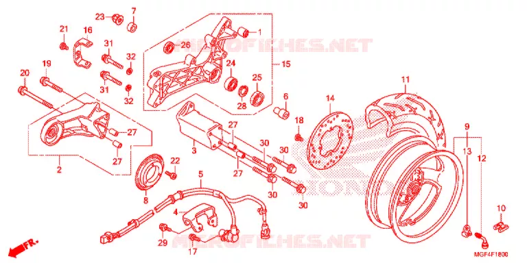 ACHTER WIEL Honda SCOOTER 600 SILVERWING 2013  FSC600AD