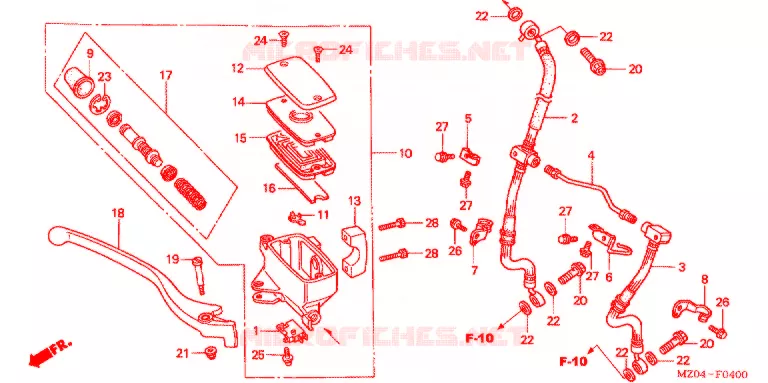 VOORREM HOOFDCILINDER Honda MOTO 1500 GOLD-WING 2000  GL1500CY