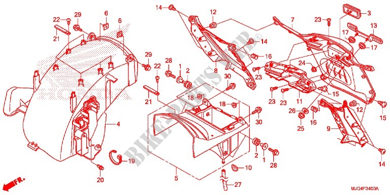 ACHTER STROOMLIJNKAP voor Honda F6B 1800 BAGGER DELUXE AC 2013
