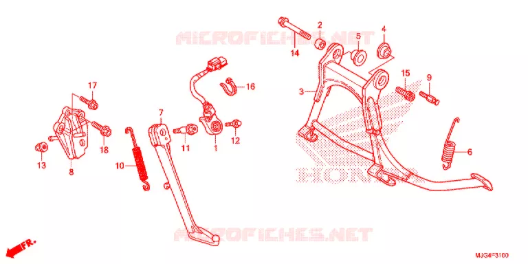 HOOFD STANDAARD/REMPEDAAL Honda MOTO 1800 GOLD-WING 2015  GL1800BF