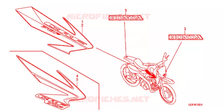 EMBLEEM/STREEP (CRF70F6/7) Honda MOTO 70 CRF 2007  CRF70F7