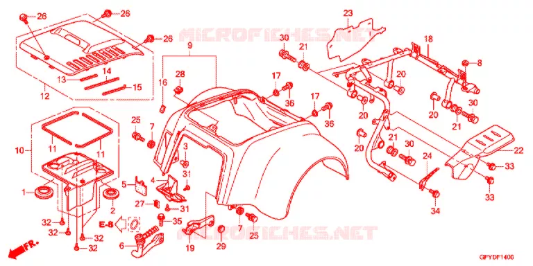 ACHTER STROOMLIJNKAP Honda SCOOTER 50 GYRO 2013  NJ50MDB