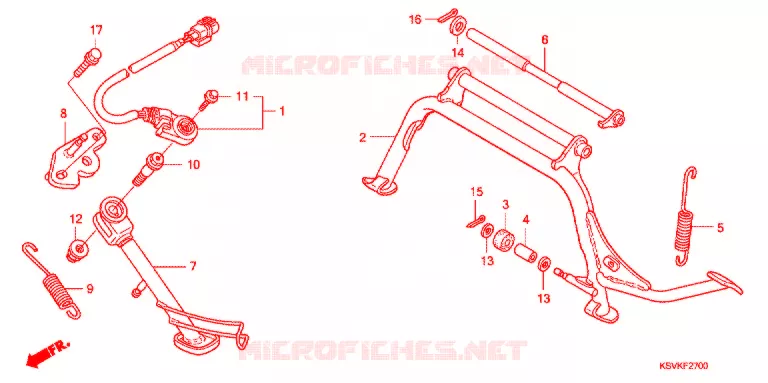 HOOFD STANDAARD/REMPEDAAL Honda SCOOTER 250 FORZA 2007  NSS2507_J