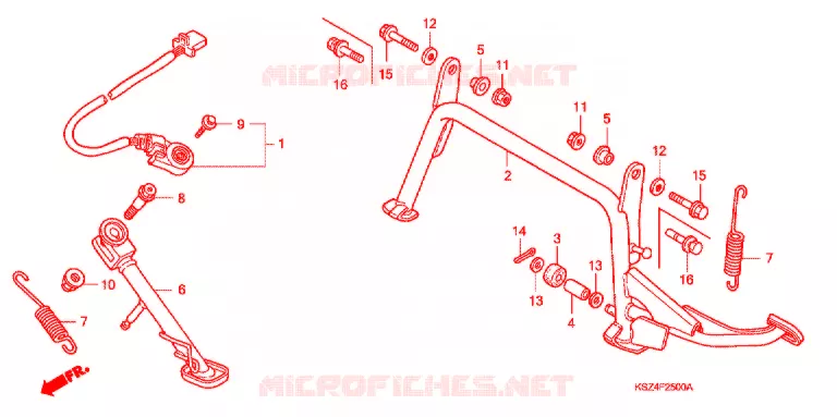 HOOFD STANDAARD/REMPEDAAL Honda SCOOTER 250 REFLEX 2006  NSS250A6_A