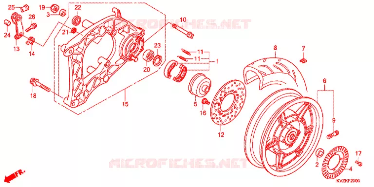 ACHTER WIEL/ZWAAI-ARM Honda SCOOTER 250 FORZA 2014  NSS250AB