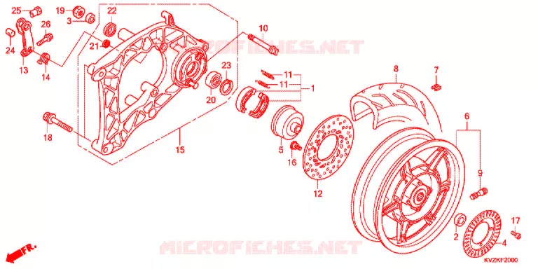 ACHTER WIEL/ZWAAI-ARM Honda SCOOTER 250 FORZA 2012  NSS250DAB