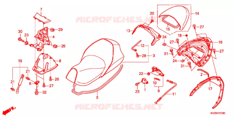 ZITTING/ACHTER SPOILER Honda SCOOTER 250 FORZA 2011  NSS250DAB