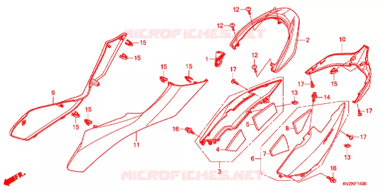 CHASSIS AFDEKKING/BAGAGEBOX/ BAGAGEDRAGER Honda SCOOTER 250 FORZA 2012  NSS250DB