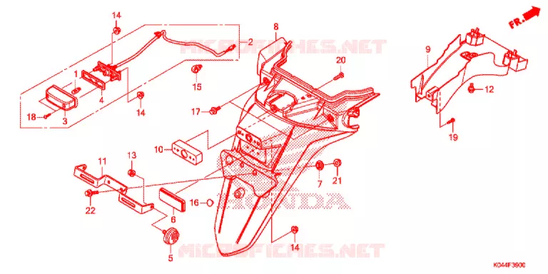 ACHTER STROOMLIJNKAP Honda SCOOTER 300 FORZA 2015  NSS300AF
