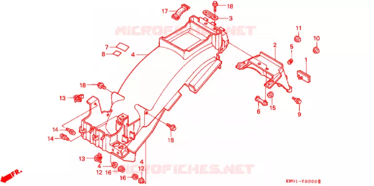 ACHTER STROOMLIJNKAP Honda MOTO 400 BROS 1990  NT400L_II