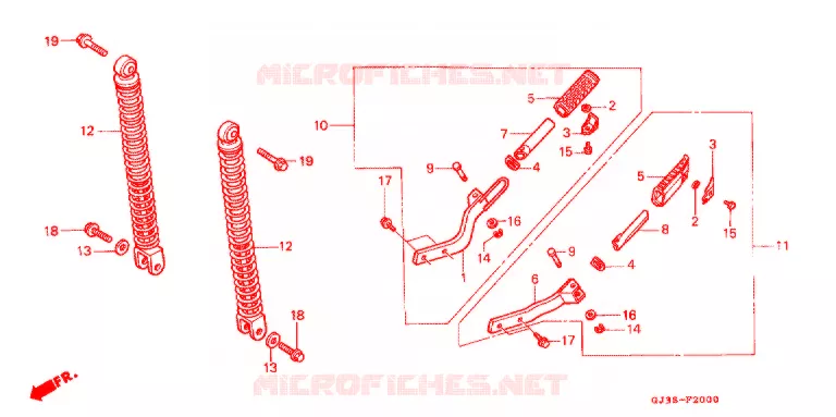 ACHTER KUSSEN/ OPSTAPPEDAAL Honda SCOOTER 50 SCOOPY 1993  SH50DP_H