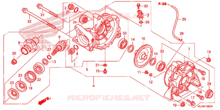 LAATSTE VERSNELLING/ ACHTER AS SPIL Honda ATV 700 PIONEER 2014  SXS700E